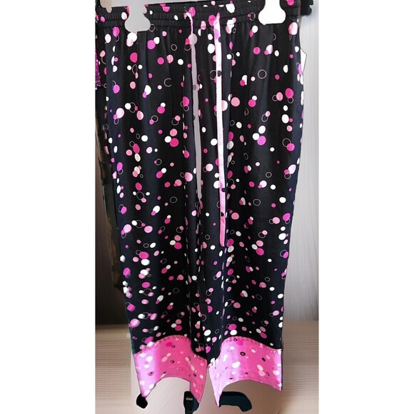 Anne Carson silk Black Pink Polka Dots ankle sequin pants Sz Small - Picture 1 of 9
